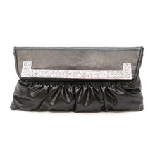 Cargar imagen en el visor de la galería, Bolso de mano para fiesta de noche con diamantes de imitación plateados y negros inspirado en el diseñador
