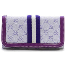 Load image into Gallery viewer, canvas beige signature woman checkbook L wallet purple Designer inspired