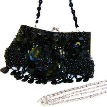 Cargar imagen en el visor de la galería, Bolso de mano de noche para fiesta con cadena de perlas y lentejuelas de inspiración diseñadora