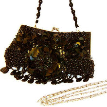 Cargar imagen en el visor de la galería, Bolso de mano de noche para fiesta con cadena de perlas y lentejuelas de inspiración diseñadora