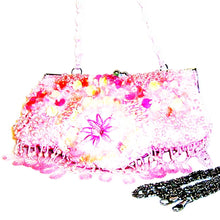 Cargar imagen en el visor de la galería, Bolso de mano de noche para fiesta con cadena de perlas y lentejuelas de inspiración diseñadora