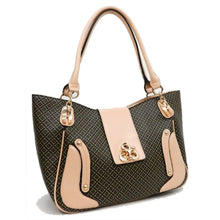 Load image into Gallery viewer, ALBA golden lock polka signature print satchel Bag Purse Black color block FM232