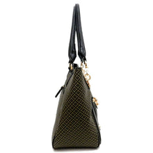 Load image into Gallery viewer, ALBA golden lock polka signature print satchel Bag Purse Black color block FM232