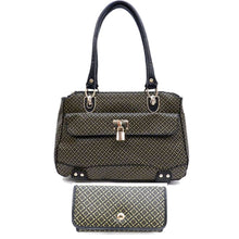 Cargar imagen en el visor de la galería, Cartera con firma de lunares Bolso cartera Monedero Conjunto Negro beige Candado ALBA en relieve