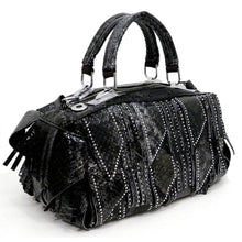 Cargar imagen en el visor de la galería, Bolso de mano con borlas verdes y micro diamantes de imitación en relieve de cocodrilo