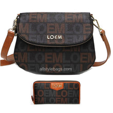 Cargar imagen en el visor de la galería, Bolso de hombro marrón LOEM, conjunto de cartera, estampado de firma, bolso cruzado, diseñador b