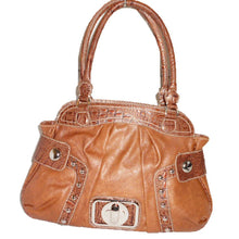 Load image into Gallery viewer, black lock crocdile satchel Bag Handbag Purse Designer Inspired studs tan