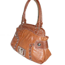 Load image into Gallery viewer, black lock crocdile satchel Bag Handbag Purse Designer Inspired studs tan