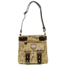 Load image into Gallery viewer, brown Canvas heart logo signature Cross-body L Messenger Bag taupe pocket Diophy
