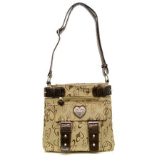 Load image into Gallery viewer, brown Canvas heart logo signature Cross-body L Messenger Bag taupe pocket Diophy