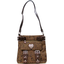 Load image into Gallery viewer, brown Canvas heart logo signature Cross-body L Messenger Bag taupe pocket Diophy