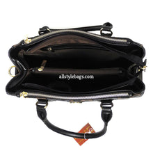 Cargar imagen en el visor de la galería, Bolso de hombro negro con diseño exclusivo de la marca LOEM, conjunto de billetera y bolsillo con triple cremallera