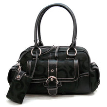 Load image into Gallery viewer, black canvas signature pockets cellphone satchel dual Bags Handbag purse set