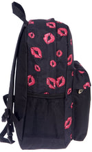 Cargar imagen en el visor de la galería, Mochila Betty Boop de lona negra en forma de L, mochila escolar con forma de corazón rojo, bolsa deportiva de bolsillo