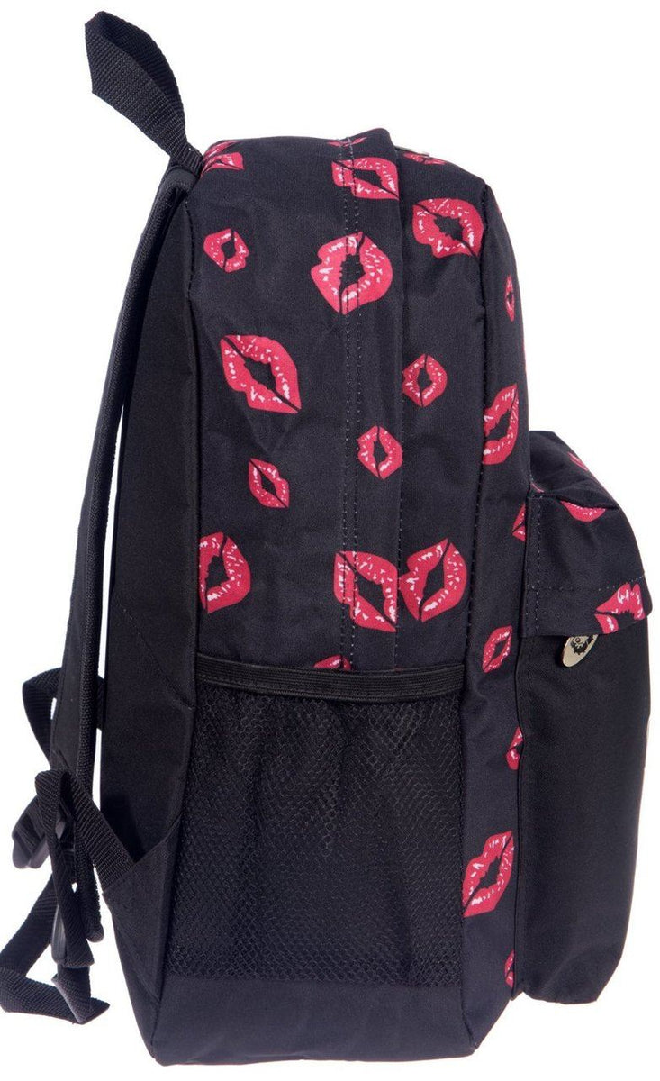 betty boop backpack leather bike heart black Betty Boop black canvas L Bag Backpack School kick red heart book Pock – allofpurses.com