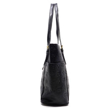 Cargar imagen en el visor de la galería, ES Bolso de mano con bolsillos tipo cartera para mujer, de color negro, con firma, con relieve