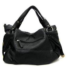 Load image into Gallery viewer, Black Woven Dual Handle Pockets L shoulder Satchel Bag Handbag Designer Inspired
