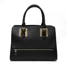 Load image into Gallery viewer, monogrammed LOEM black signature shoulder Bag tote handbag zipper pockets design

