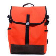 Cargar imagen en el visor de la galería, Mochila de lona mostaza forma L bolso tableta Blanc Cinturón I Pad portátil bolsillos amarillo