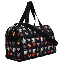 Load image into Gallery viewer, Betty Boop Black canvas L 19&quot; Travel Duffel Bag heart star Sport Overnight
