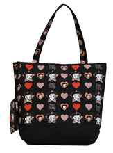 Load image into Gallery viewer, Betty Boop black canvas shopping bag coin bag purse tote
