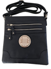 Load image into Gallery viewer, emblem medallion black Cross-body red messenger bag zipper pockets BG675 Designer inspired

