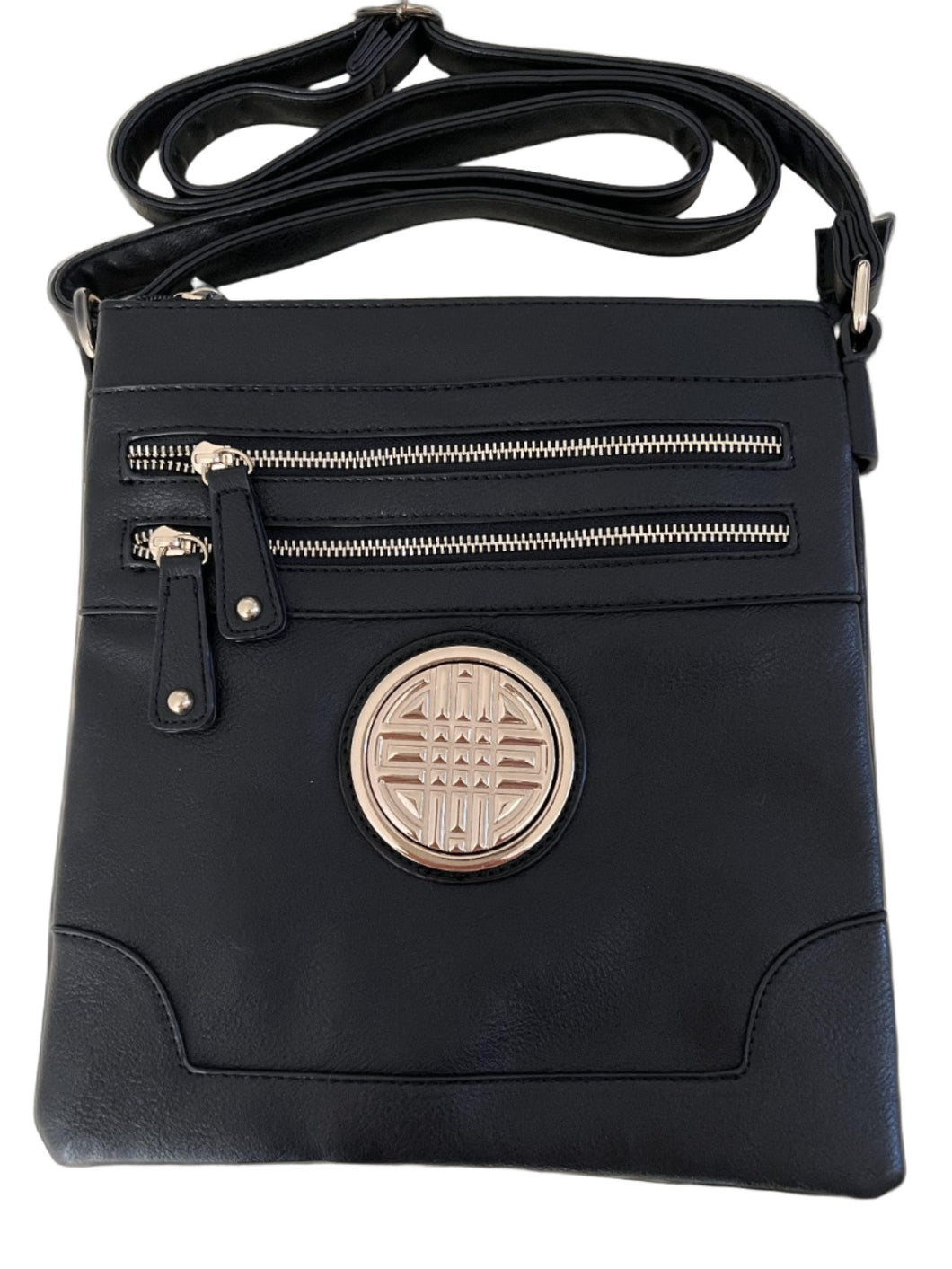 emblem medallion black Cross-body red messenger bag zipper pockets BG675 Designer inspired