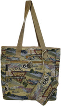 Load image into Gallery viewer, Tote travel bag Route #66 mother of road w/ cellphone wallte bag
