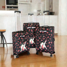 Load image into Gallery viewer, Betty Boop 3pcs Set Luggage 4 pairs rolling Spinning Wheels canvas black kick
