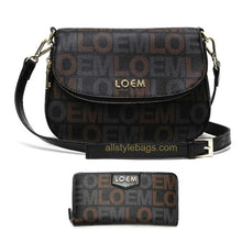 Load image into Gallery viewer, LOEM black crossbody shoulder wallet Bag set messenger handbag signature flap
