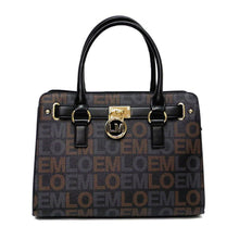 Load image into Gallery viewer, LOEM Black signature wallet shoulder Bag belt handbag set lock key pockets
