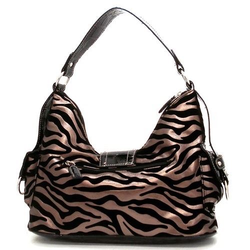 Black Animal Print velvet Belt studs Zebra Pockets hobo Satchel Bag Ha – allofpu