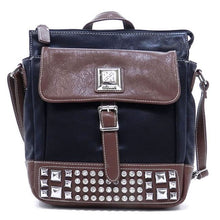 Load image into Gallery viewer, Designer Color Block Cross-body Pockets rhinestone Studs L crossover Messenger B
