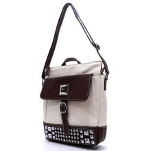 Load image into Gallery viewer, Cross-body Pockets Messenger Bag beige brown rhinestone Studs designer inspired
