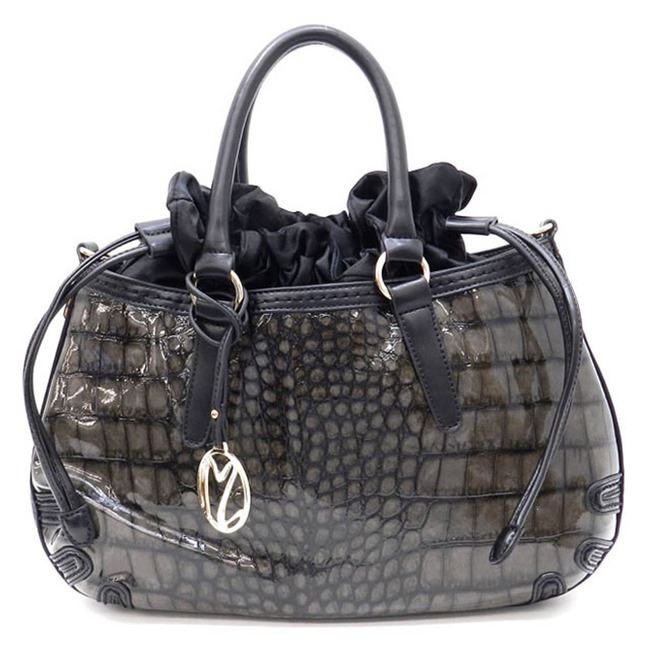 croc ruffle string collar shoulder handbag Bag Designer black designer inspired