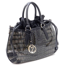 Load image into Gallery viewer, croc ruffle string collar shoulder handbag Bag Designer black designer inspired
