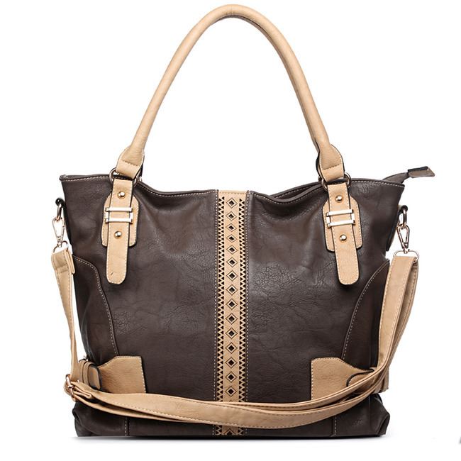 color block L shoulder handbag bag Designer inspired Gray beige embossed