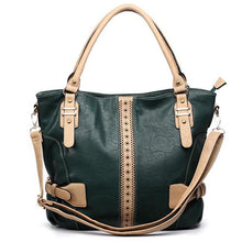Load image into Gallery viewer, color block L shoulder handbag bag Green beige Designer inspired embossed
