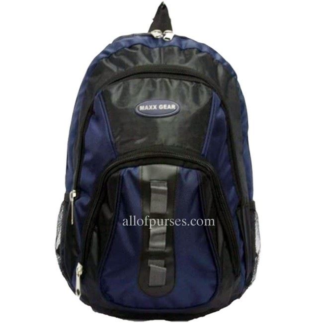 Maxx Gear Daypack Mochila escolar Mochila Bolsa Negro Bolsillo exterior Deporte Senderismo