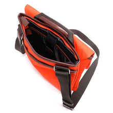 Cargar imagen en el visor de la galería, Bolso bandolera de lona para tablet Messenger Blanc naranja forma I Pad Flap Over
