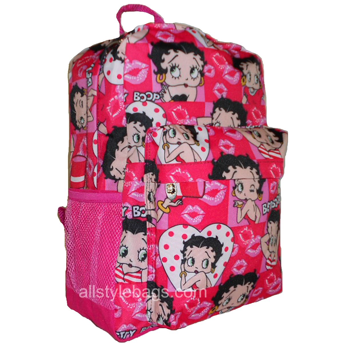 Betty Boop Canvas School Backpack Book Pink red Sport Pockets –