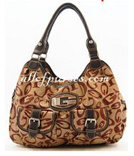 Cargar imagen en el visor de la galería, Bolso tipo cartera de lona con firma Bolso de mano marrón inspirado en el diseñador con bolsillos

