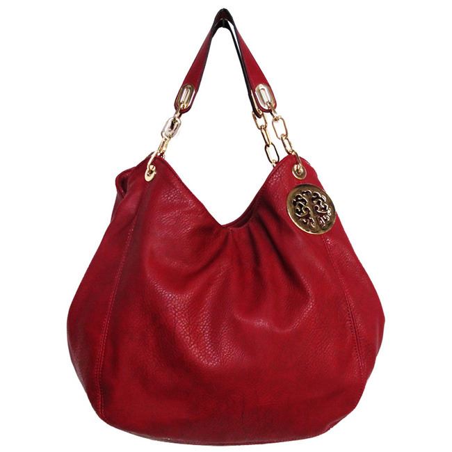 Flora Gold medallion Chain Satchel Hobo Bag Handbag Designer Black Ds – allofpur