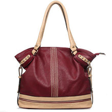 Load image into Gallery viewer, Color Block L bag Handbag purse Green Ivy Bold stitching Studs designer inspired
