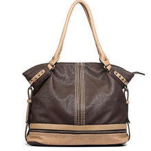 Load image into Gallery viewer, Color Block L bag Handbag purse Green Ivy Bold stitching Studs designer inspired
