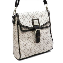 Load image into Gallery viewer, Designer Alba Chunma Signature Cross-body Bag Print Belt Pockets White Brown

