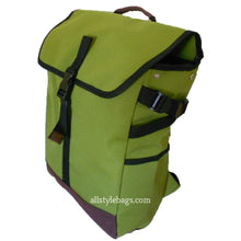 Load image into Gallery viewer, mustard Canvas form L backpack bag tablet Blanc Belt I Pad laptop yellow pockets
