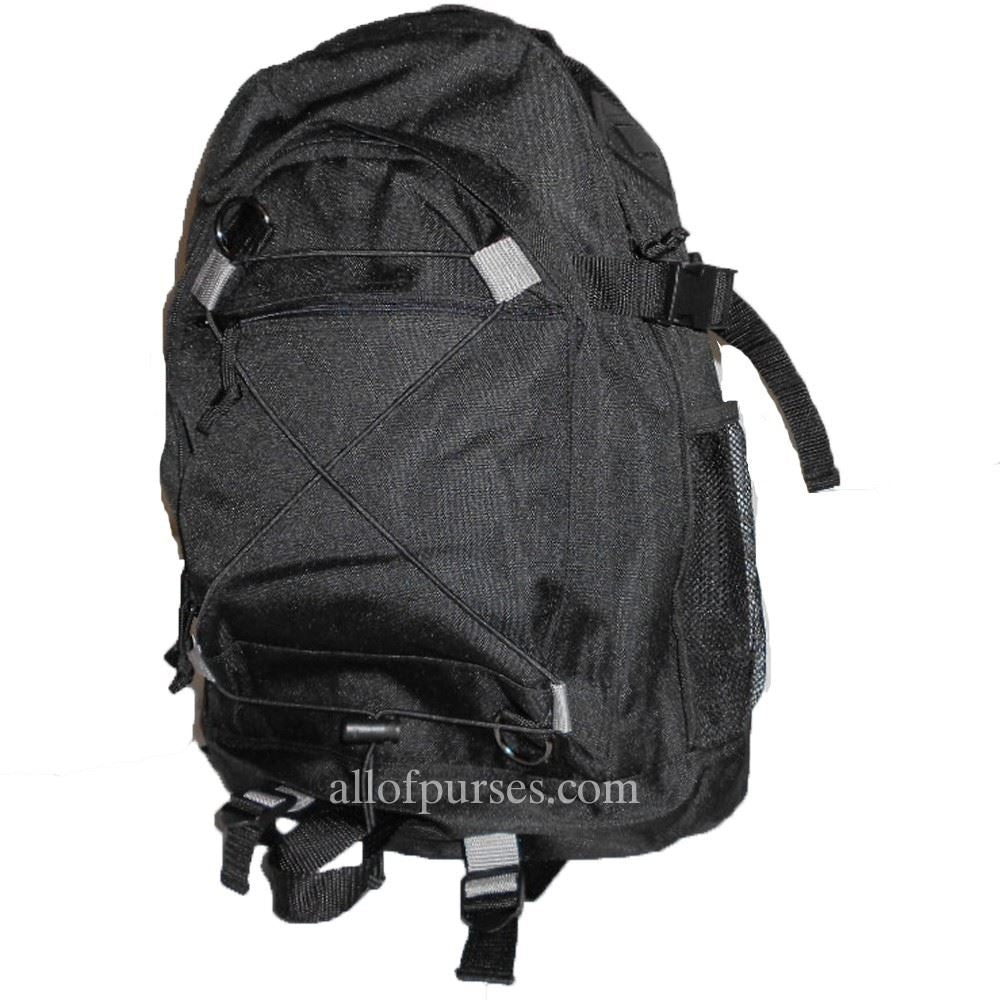 Black canvas School Fanny Pack Backpack Bag Sport Hiking Bungee System