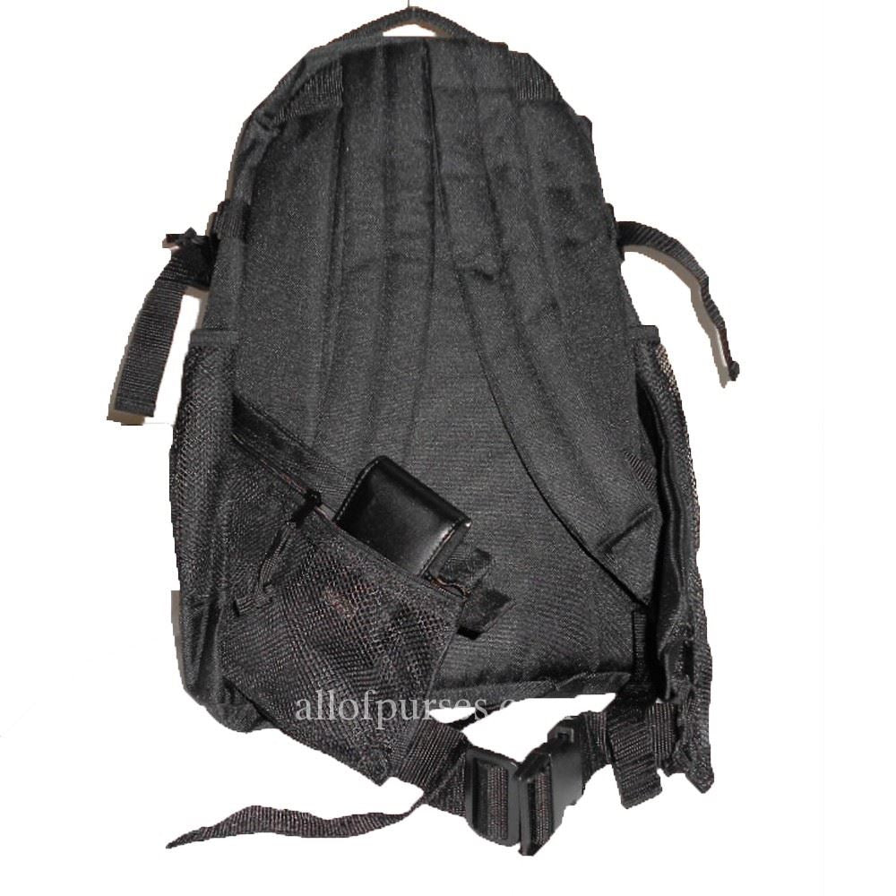 Black canvas School Fanny Pack Backpack Bag Sport Hiking Bungee System – allofpu 6079BK