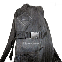 Load image into Gallery viewer, Black canvas School Fanny Pack Backpack Bag Sport Hiking Bungee System
